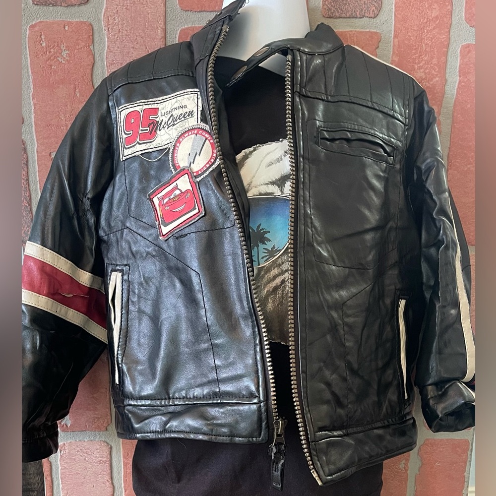 Disney Store Boys Cars Lightning McQueen Faux Leather Jacket